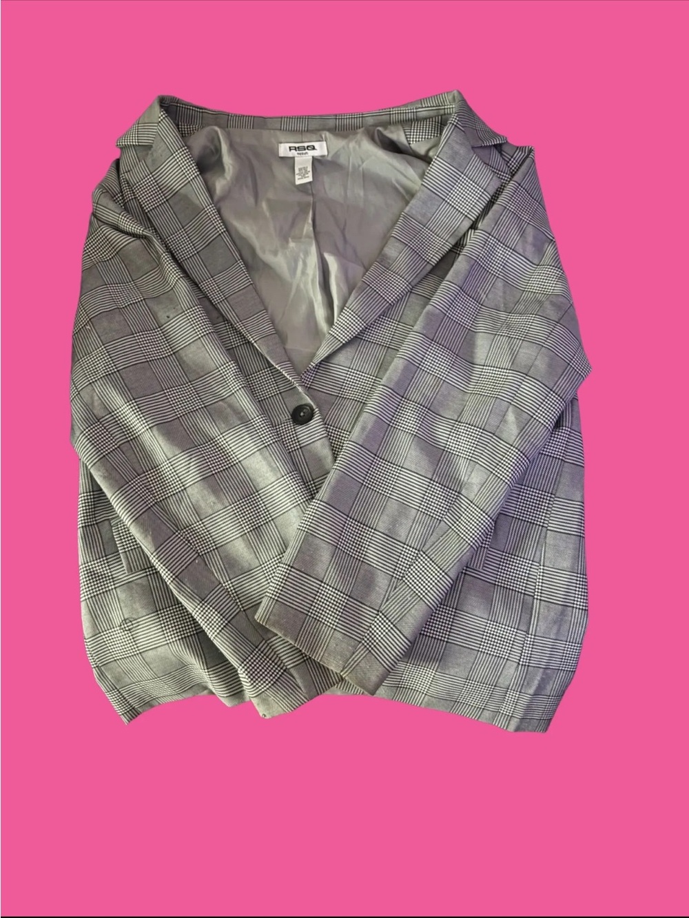 RSQ Plaid Button Blazer Jacket Gray Size Medium